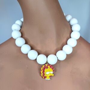 Lisa Simpson White Pearl Necklace.